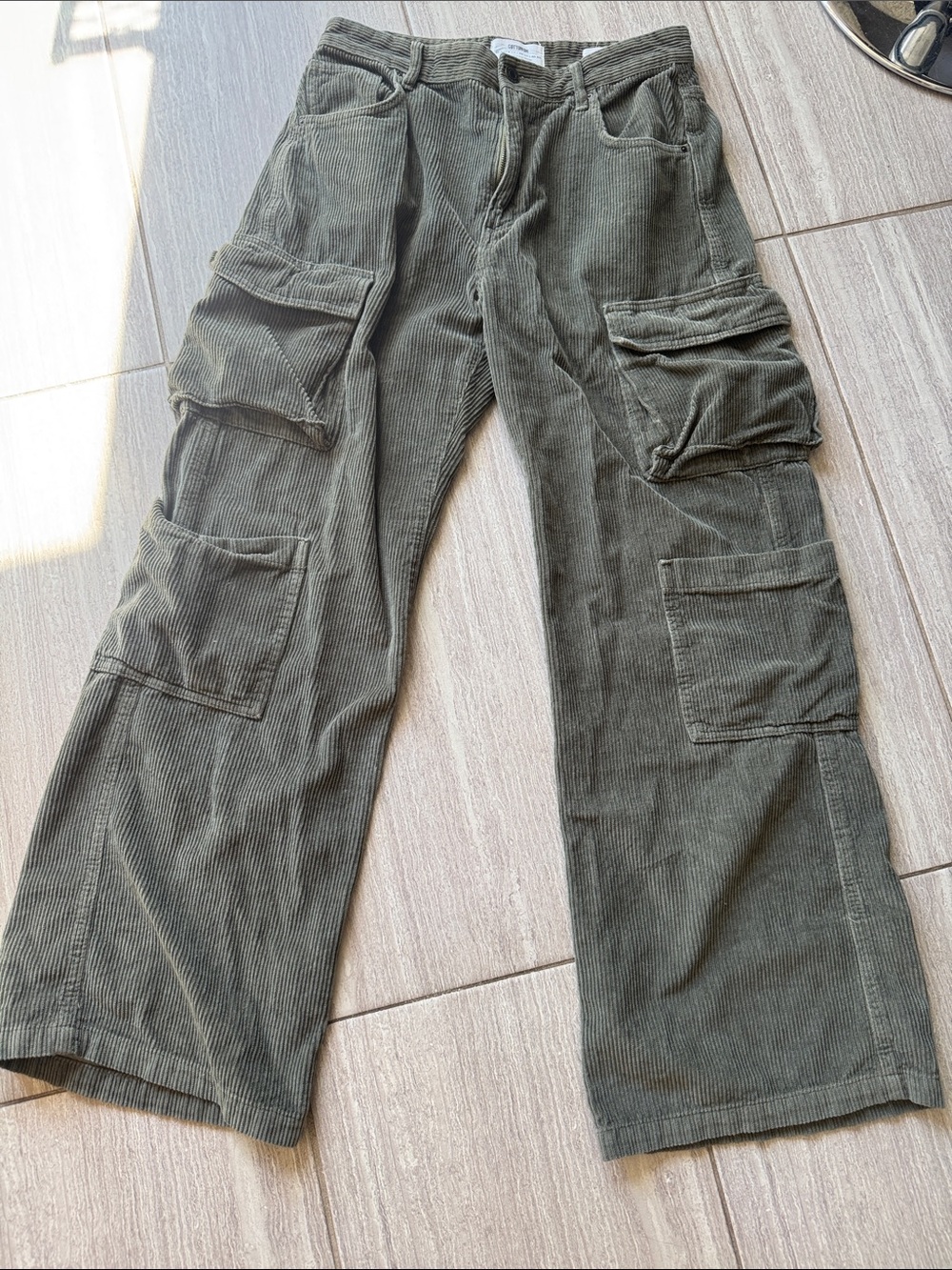 Cotton On Olive Corduroy Cargo Pants - Utility Style